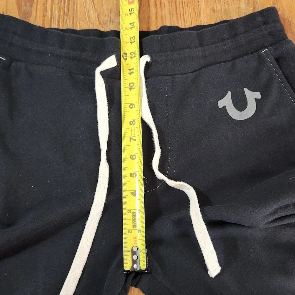 True Religion Black Men's Sweatpants Joggers Drawstring Waist Logo Pockets Large